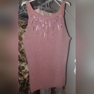 NWT - Y2K Vintage Cache Rose Sleeveless Sequin Beaded Tank - Medium